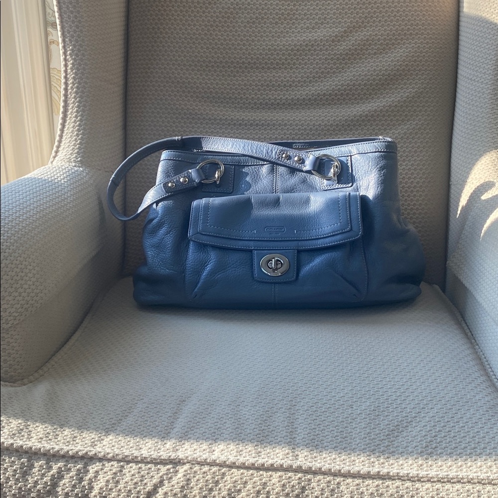Coach Blue Leather Shoulder Bag - Picture 11 of 12